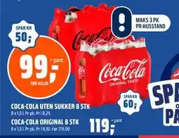 Coop Obs COCA-COLA UTEN SUKKER 8 STK tilbud