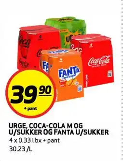 Bunnpris URGE, COCA-COLA M OG U/SUKKER OG FANTA U/SUKKER tilbud