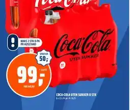 Coop Obs COCA-COLA UTEN SUKKER 8 STK tilbud