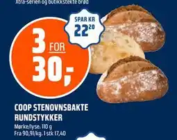 Coop Obs COOP STENOVNSBAKTE RUNDSTYKKER tilbud