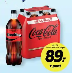 Bunnpris 6x1,5L Coca-Cola Zero Sugar tilbud