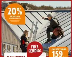 Byggmakker 20% PÅ TAKSTEIN OG TAKPLATER tilbud