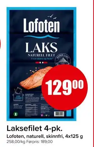 Spar Laksefilet 4-pk tilbud