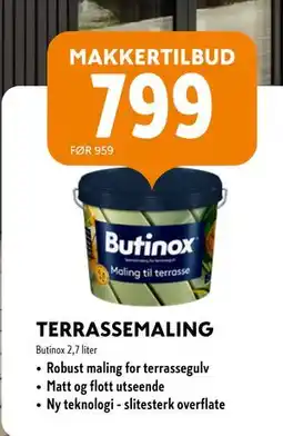 Byggmakker TERRASSEMALING tilbud