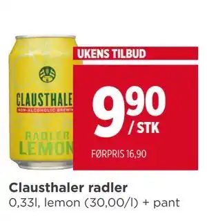 Meny Clausthaler radler tilbud