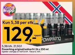 Gigaboks Powerking original/sukkerfri 24 x 250 ml tilbud