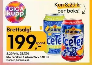 Gigaboks Iste fersken / sitron 24 x 330 ml tilbud