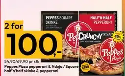 Gigaboks Peppes Pizza pepperoni & Nduja / Square half’n’half skinke & pepperoni tilbud
