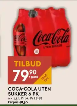 Coop Mega COCA-COLA UTEN SUKKER 6 PK tilbud
