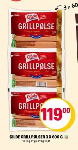 Coop Extra GILDE GRILLPØLSER 3 X 600 G tilbud
