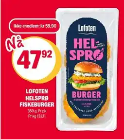 Coop Extra LOFOTEN HELSPRØ FISKEBURGER tilbud