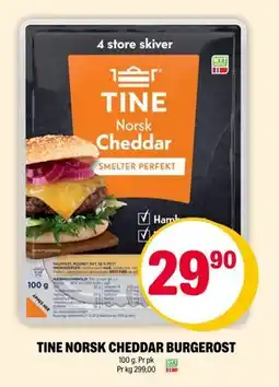 Coop Extra TINE NORSK CHEDDAR BURGEROST tilbud
