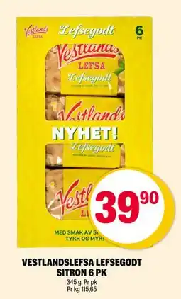 Coop Extra VESTLANDSLEFSA LEFSEGODT SITRON 6 PK tilbud
