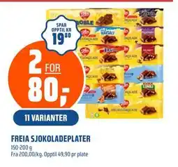 Coop Obs FREIA SJOKOLADEPLATER tilbud