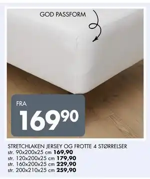 Sparkjøp STRETCHLAKEN JERSEY OG FROTTE 4 STØRRELSER tilbud