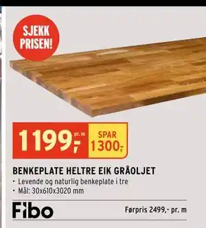 Montér BENKEPLATE HELTRE EIK GRÅOLJET tilbud