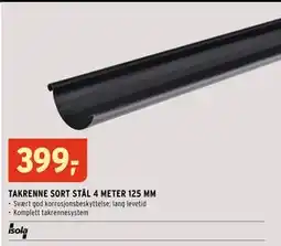 Montér TAKRENNE SORT STÅL 4 METER 125 MM tilbud