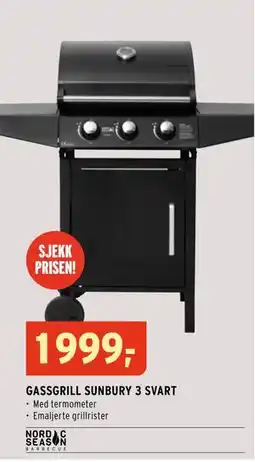 Montér GASSGRILL SUNBURY 3 SVART tilbud