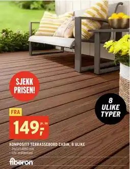 Montér KOMPOSITT TERRASSEBORD CABIN, 8 ULIKE tilbud