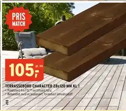 Montér TERRASSEBORD CHARACTER 28x120 MM KL 1 tilbud