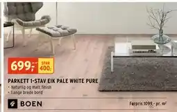 Montér PARKETT 1-STAV EIK PALE WHITE PURE tilbud