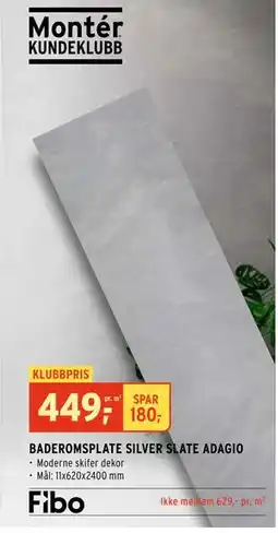 Montér BADEROMSPLATE SILVER SLATE ADAGIO tilbud