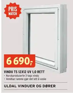 Montér VINDU TS 12X12 UV 1,0 RETT tilbud