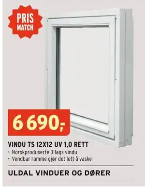 Montér VINDU TS 12X12 UV 1,0 RETT tilbud