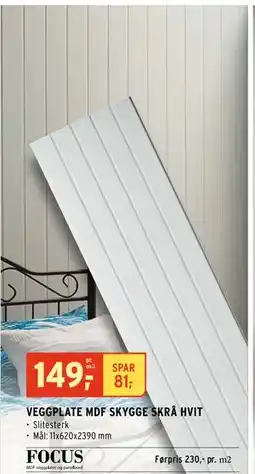 Montér VEGGPLATE MDF SKYGGE SKRÅ HVIT tilbud