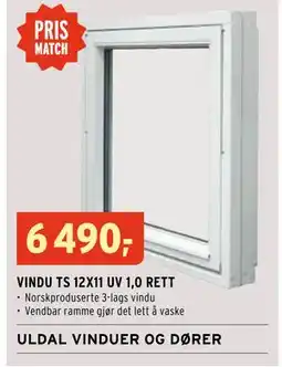 Montér VINDU TS 12X11 UV 1,0 RETT tilbud