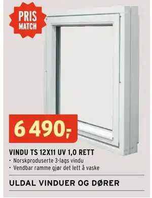 Montér VINDU TS 12X11 UV 1,0 RETT tilbud