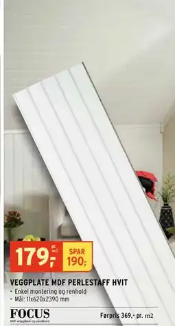 Montér VEGGPLATE MDF PERLESTAFF HVIT tilbud