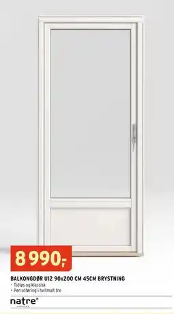 Montér BALKONGDØR U12 90x200 CM 45CM BRYSTNING tilbud