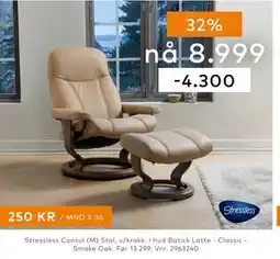 Skeidar Stressless Consul (M) Stol, u/krakk tilbud
