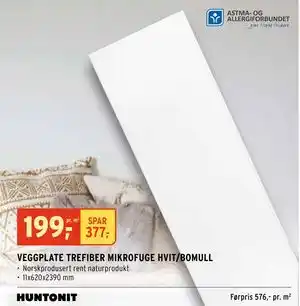 Montér VEGGPLATE TREFIBER MIKROFUGE HVIT/BOMULL tilbud