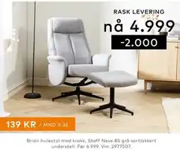 Skeidar Brian hvilestol med krakk tilbud
