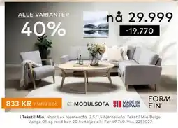 Skeidar Noor Lux hjørnesofa tilbud