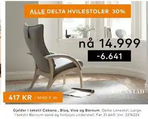Skeidar ALLE DELTA HVILESTOLER 30% tilbud