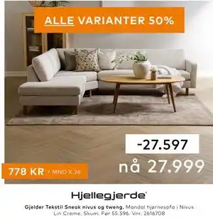 Skeidar Mandal hjørnesofa tilbud