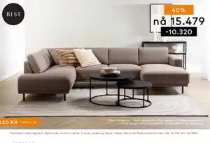 Skeidar Portland U-sofa oppsett tilbud