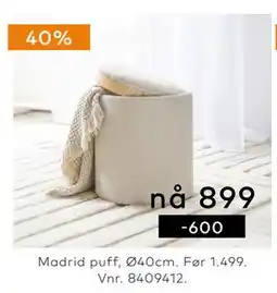Skeidar Madrid puff tilbud