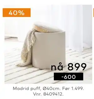 Skeidar Madrid puff tilbud