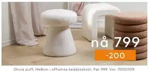 Skeidar Olivia puff tilbud