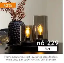 Skeidar Flame bordlampe sort lav tilbud