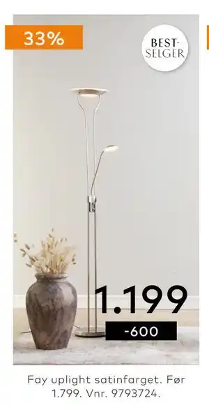 Skeidar Fay uplight satinfarget tilbud