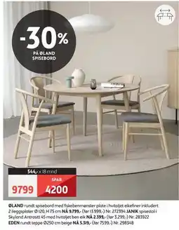 Bohus 30% PÅ ØLAND SPISEBORD tilbud