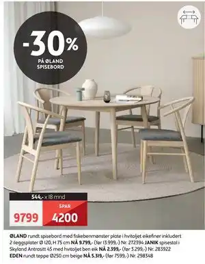 Bohus 30% PÅ ØLAND SPISEBORD tilbud