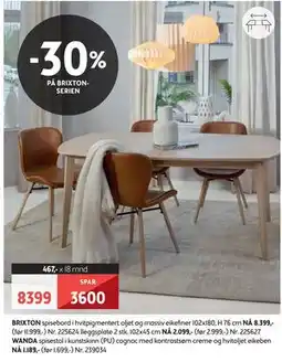 Bohus BRIXTON spisebord tilbud