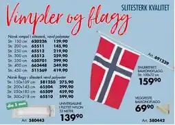 Sparkjøp Norsk vimpel i slitesterk, vevd polyester tilbud