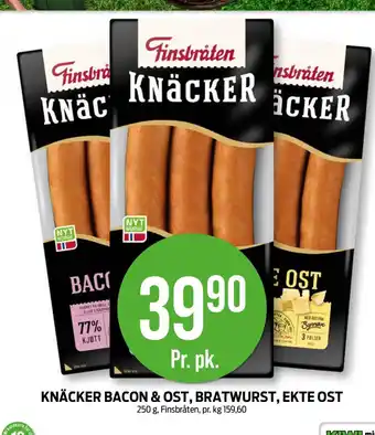 Kiwi KNÄCKER BACON & OST, BRATWURST, EKTE OST tilbud